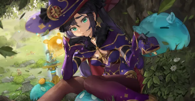 Páipéar balla Cailleach Mona ina n-aonar san fhoraois | Tionchar Ganshin2K