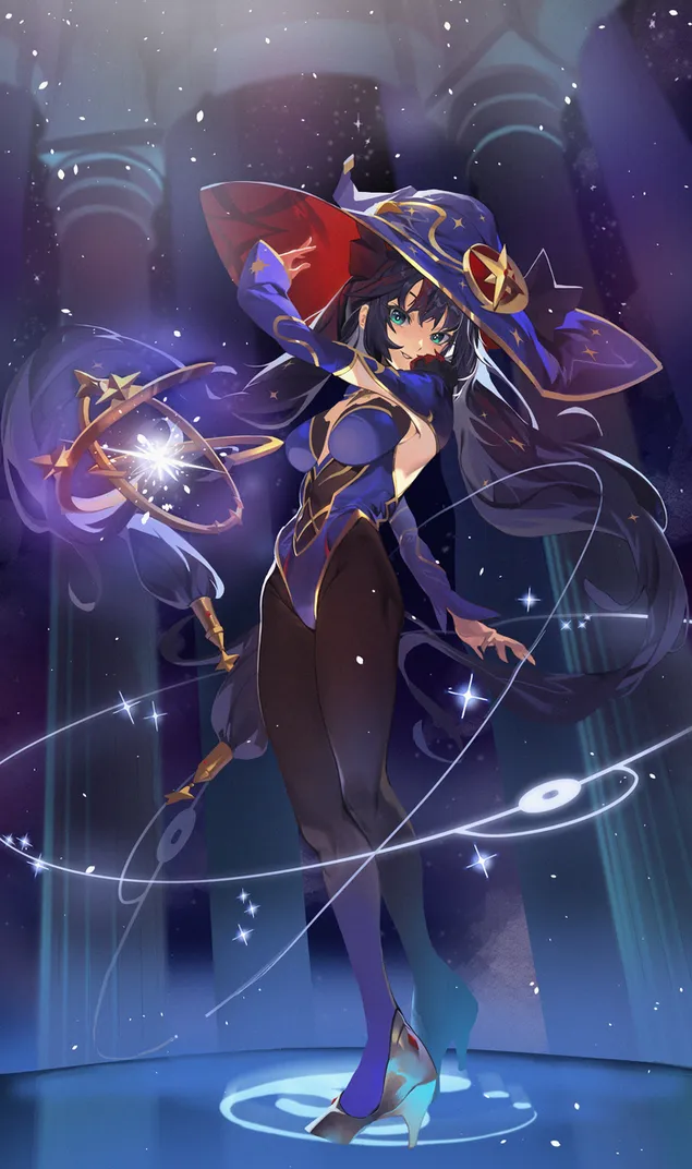 Páipéar balla Cailleach Mona draíocht dubh | Tionchar Genshin2K