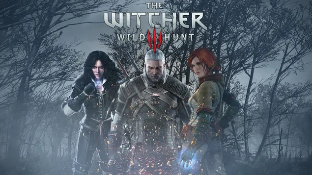 Witcher 3: Perburuan Liar - Yennefer dan Triss dan Gerald di Gunung 4K wallpaper