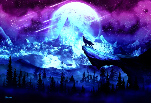 Wolf in a big moon download
