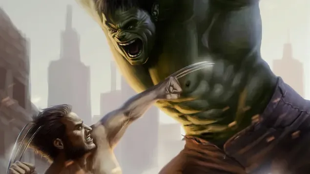 Pertarungan Wolverine Dan Hulk 2K wallpaper