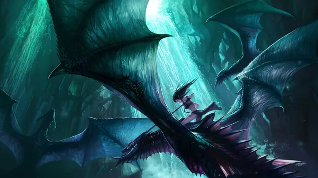 Penunggang Naga Wanita 4K kertas dinding