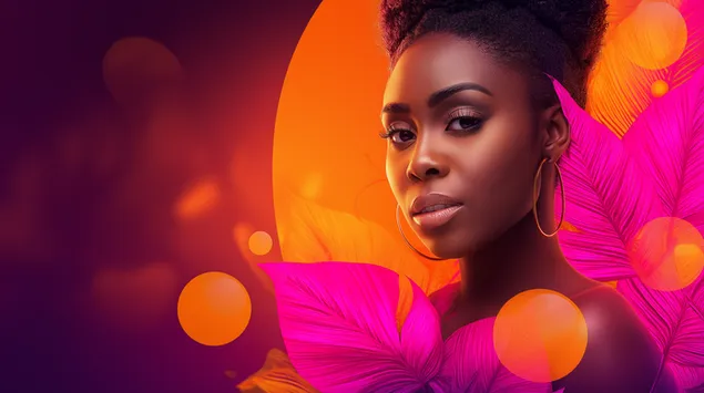 Portret Gruaje me Sfond të Gjallë Abstrakt Flore 2K sfond