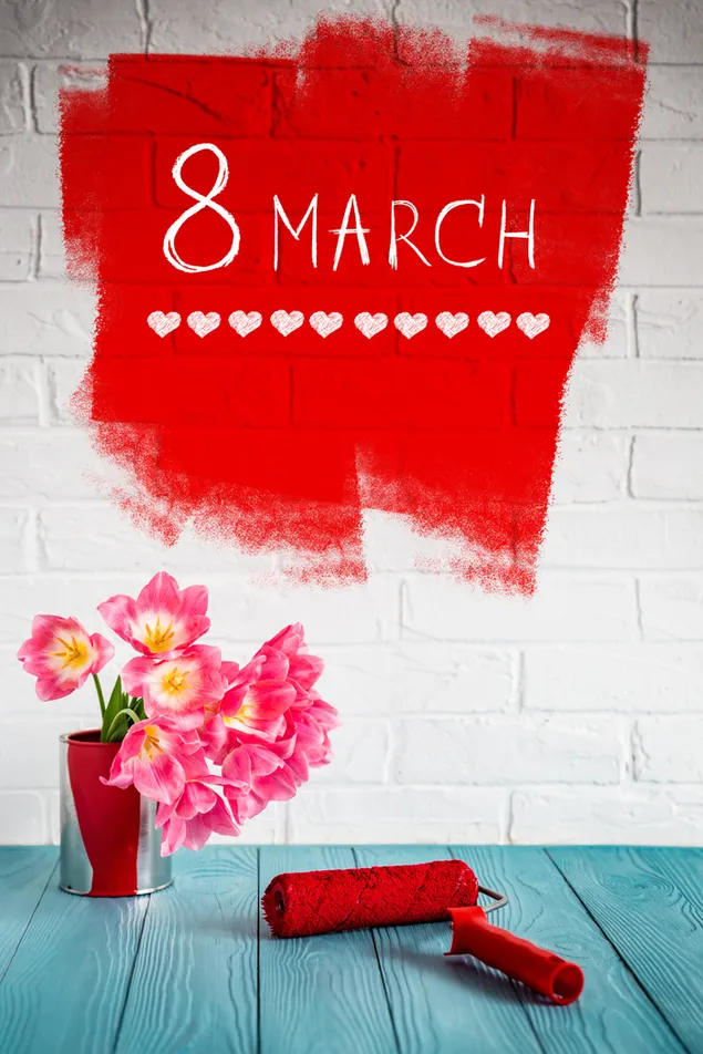 Dzień Kobiet - 8 marca namalowany na ścianie 4K tapeta