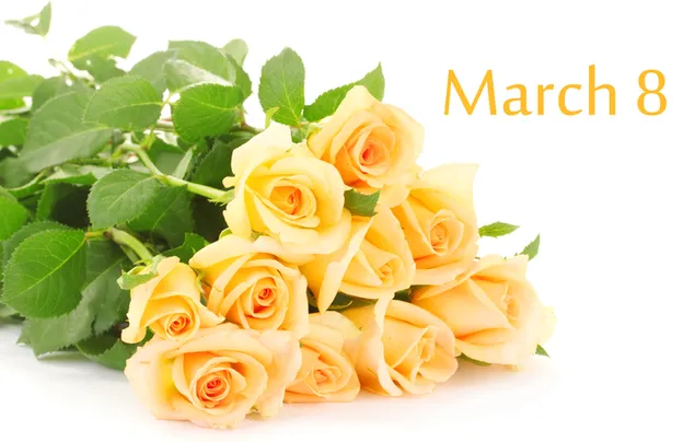 Frauentag - Blumenstrauß aus gelben Rosen 4K Hintergrundbild