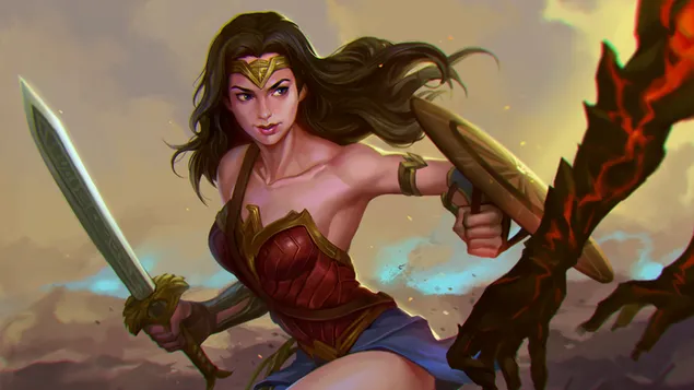 Битка за жена чудо 8K тапет