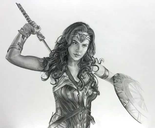 Wonder Woman-Film - Skizze von Gal Gadot herunterladen