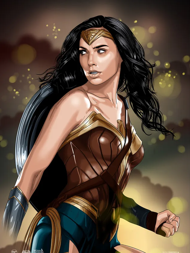 Wonder Woman-fliek - Gal Gadot-strokiesprentkuns aflaai