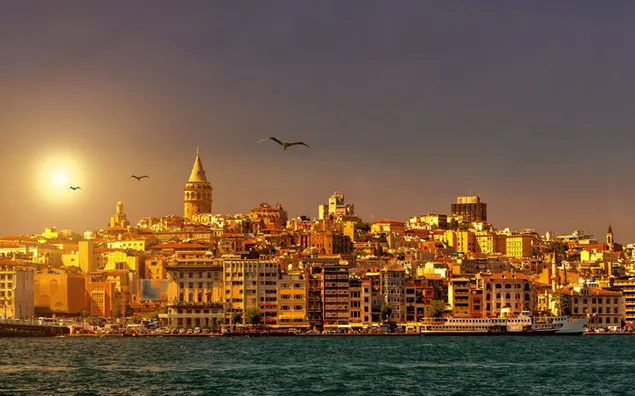 Pemandangan indah Istanbul di siang hari di Turki HD wallpaper