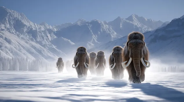 malliara mamouth pou metanasteuoun se mia khionismene koilada lepse