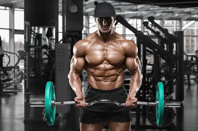 Working out body muscles by lifting weights 6K wallpaper
