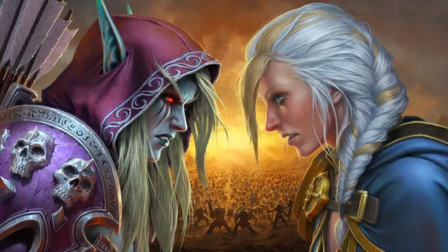 World of Warcraft (WOW): Sylvanas versus Jaina 4K achtergrond
