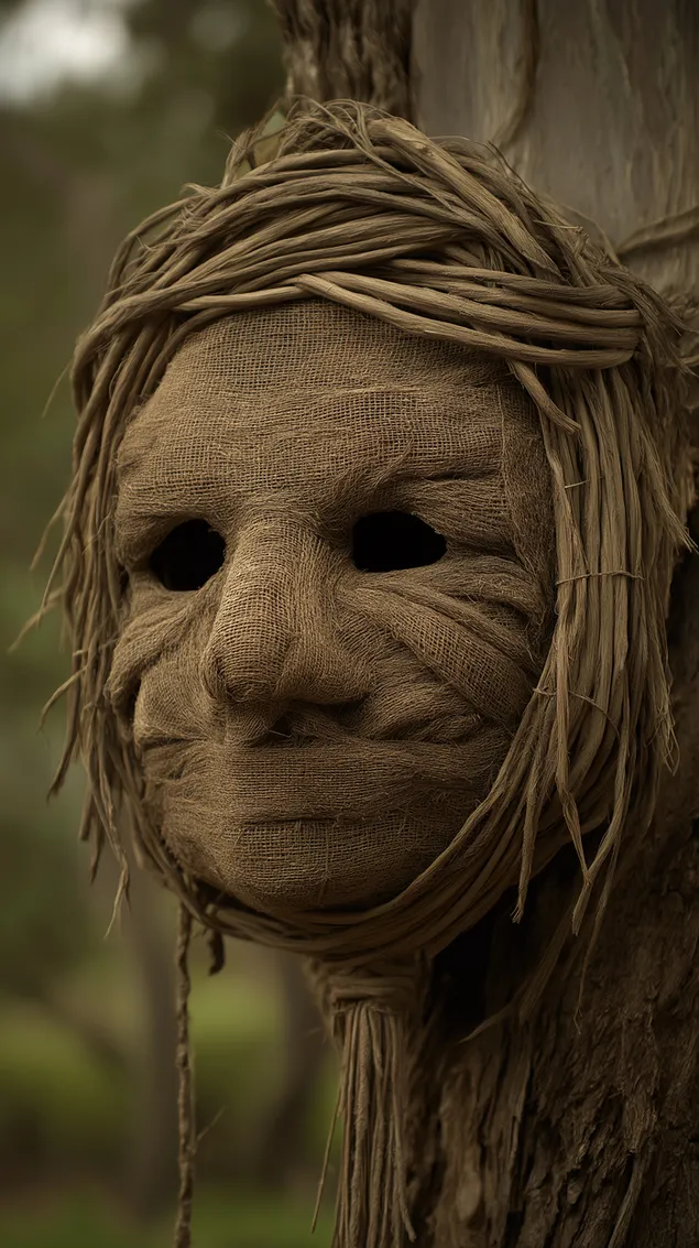 kootud kotiriidest mask puutuvel - iidne hoimukunsti kontseptsioon allalaadimine