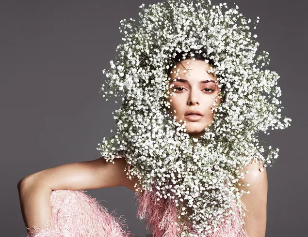 Hình nền Vòng hoa 'Kendall Jenner' | Vogue Photoshoot 2K