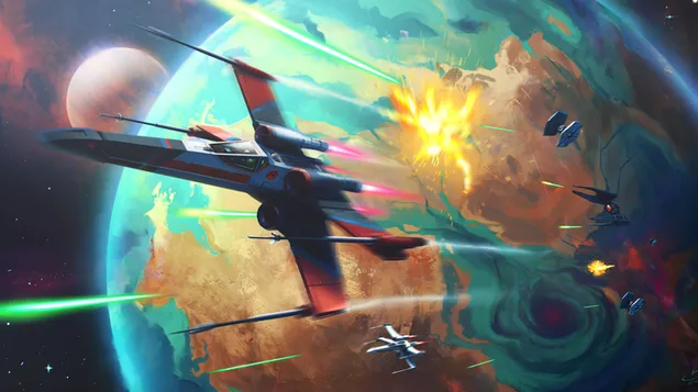 Caza estelar Ala X 4K fondo de pantalla