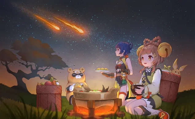 xiangling & yaoyao's prachtige picknickavond | vallende ster kijken (ganshin impact) download