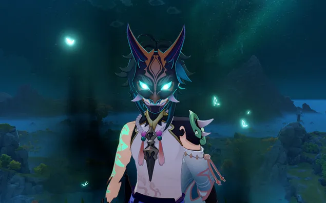 xiao si copri con una maschera da diavolo | genshin impact scarica