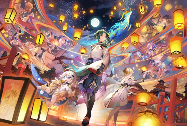 xiao | svetlo lucerny a ohnostroj | festivalova noc (ganshin impact) stahnout