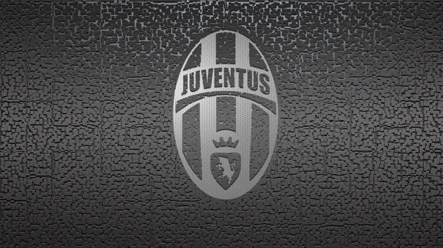 小さなパズルのピースによって形成されたユベントスサッカークラブの黒と白のチームのロゴ
