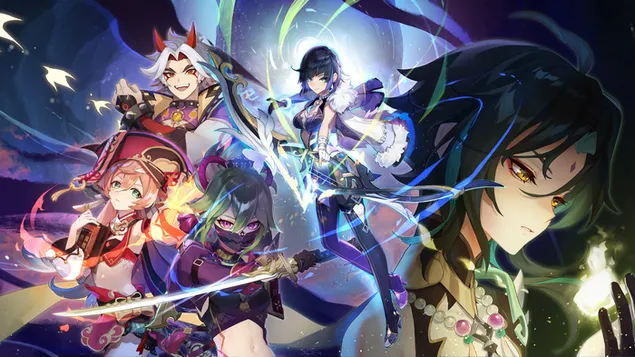 Xiao & team anime poster | Genshin Impact  4K wallpaper
