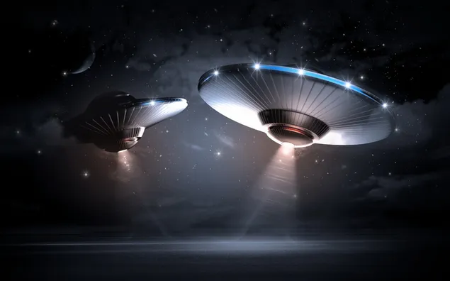 星と惑星を持つ2つの宇宙船ufo