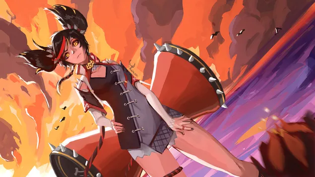 Xinyan - Genshin Impact (anime video igra) 4K pozadina