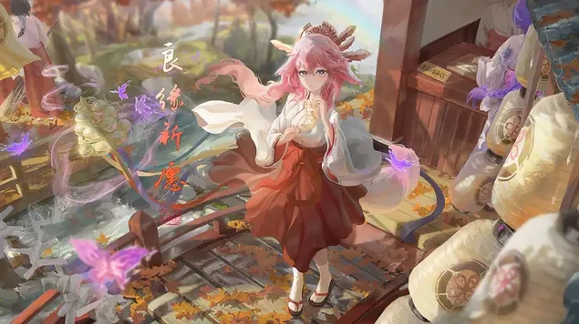 Yae Miko（电子角色）- Genshin Impact（动漫视频游戏） 4K 壁纸