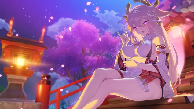 yae miko beremeneet | genshin impakt skachat'