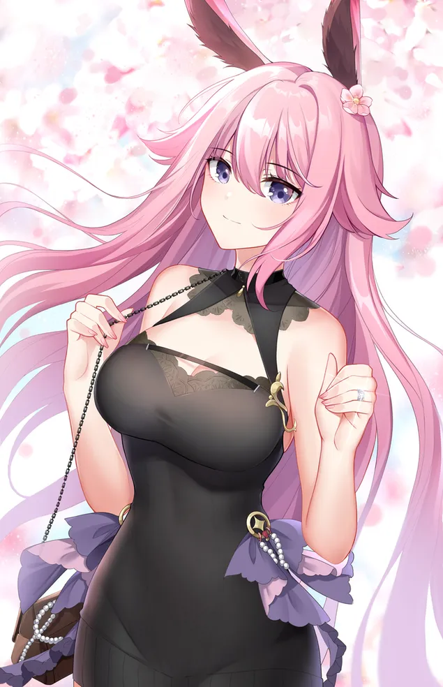 Yae Miko ลุคสวยในชุดดำ | ผลกระทบกันชิน HD วอลเปเปอร์