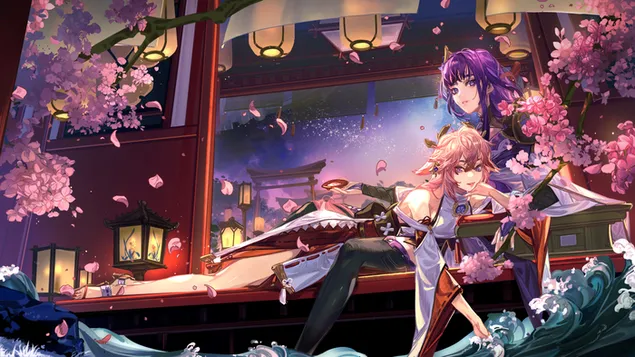 yae miko odpociva nad pazemi raiden shogun | genshinuv dopad stahnout