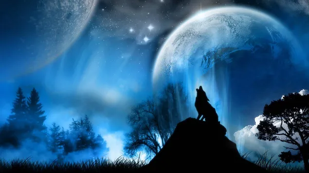 夜のオオカミの遠吠え