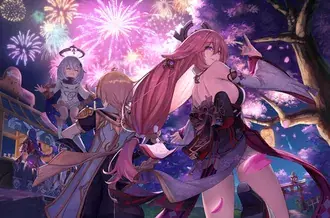 Yea Miko 在節日之夜跳舞（Ganshin Impact） 4K 壁紙