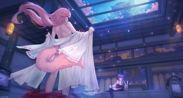 نعم ميكو تظهر جسدها الذيل لرايدن | تأثير جانشين 2K خلفية