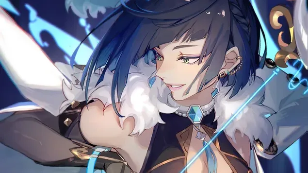 yelan (carachtar hydro) - tionchar genshin (fischluiche anime) ioslodail