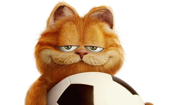 Gul kat Garfield med fodbold HD tapet
