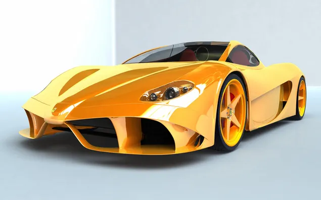 Mobil sport Ferrari kuning unduhan