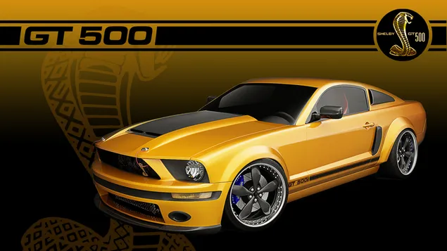 Yellow Ford Mustang Shelby GT500 sport car