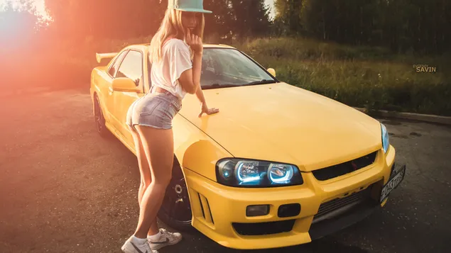 Yellow nissan skyline gt-r r34 and sexy girls download