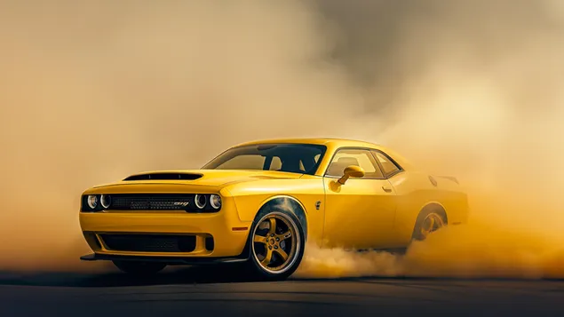 Canlı Sarı Dumanlı Sarı Spor Araba 2K duvar kağıdı