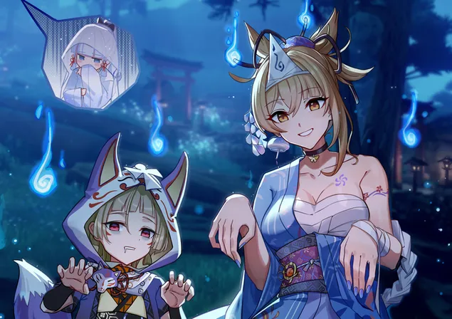 muat turun yoimiya & klee bersedia untuk menakutkan anda pada tengah malam | kesan genshin