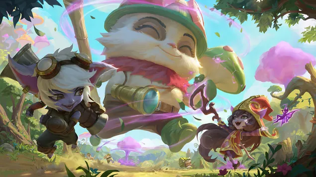 Иордле 'Теемо витх Тристана & Лулу' - Леагуе оф Легендс (ЛОЛ) 4K позадина