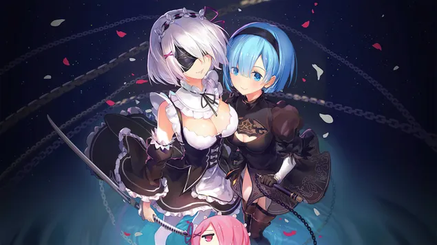 YoRHa 2B with Rem - Crossover 'NieR Automata X Re: Zero' (Video Game)