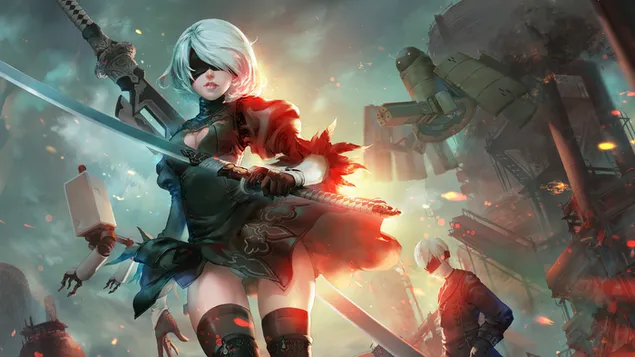 YoRHa 2B with YoRHa 9S - NieR Automata (Video Game) download