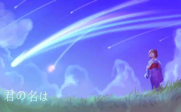 Dit navn - Mitsuha Miyamizu Ser Shooting Stars HD baggrundsbillede