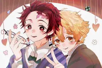 Zenitsu Agatsuma és Tanjiro Kamado – Demon Slayer Kimetsu no Yaiba 2K háttérkép