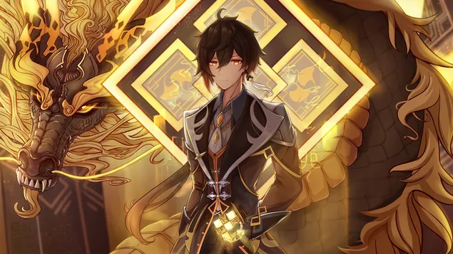 'Zhongli' Dragon : Genshin Impact [Permainan Video Anime] 4K kertas dinding