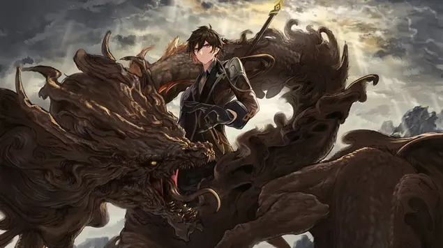 Zhongli（契約之神）- Genshin Impact（動漫視頻遊戲） 4K 壁紙