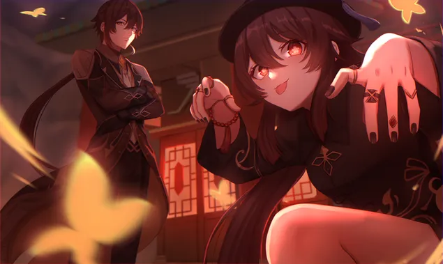 ג'ונגלי עם הו טאו | חדר חשוך (Ganshin Impact) 4K טפט