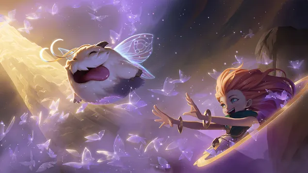 Zoe met Poro (Legends of Runeterra) - League of Legends (LOL) 4K achtergrond