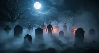 Zombie-Friedhof 4K Hintergrundbild